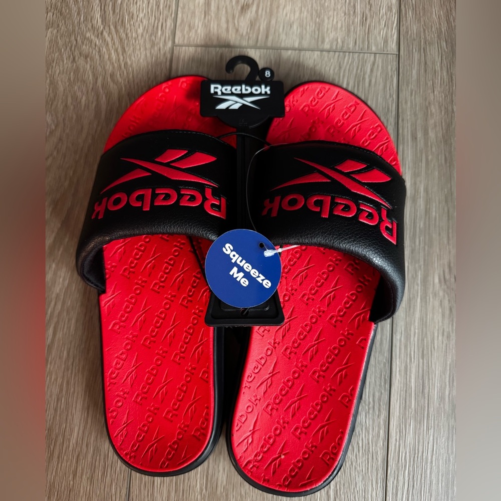 Men’s Reebok Red and Black Slides